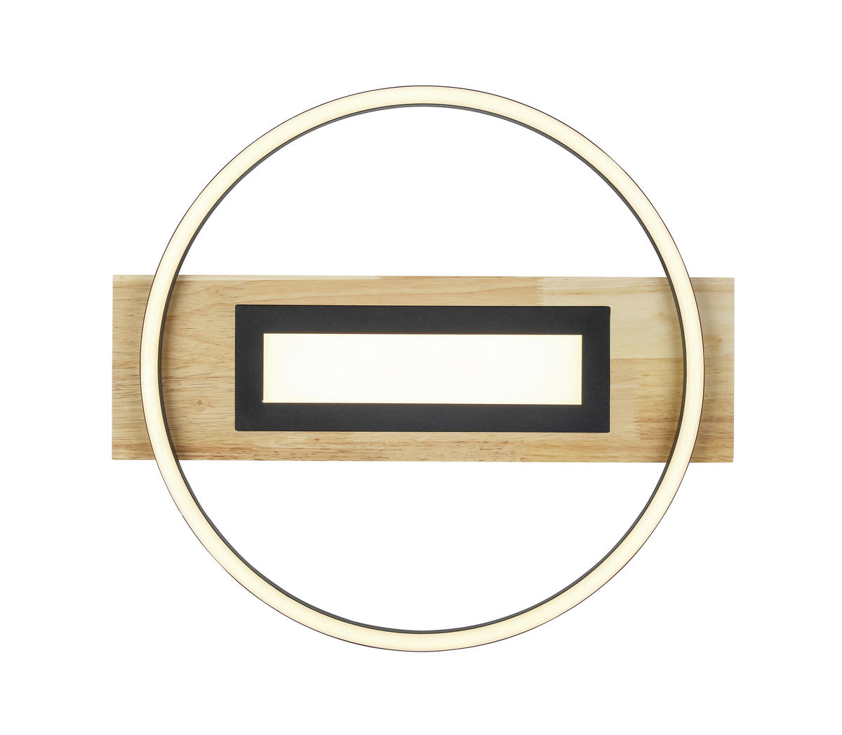 LED-DECKENLEUCHTE Yui 45/50/7,5 cm   - Schwarz/Naturfarben, Trend, Holz/Kunststoff (45/50/7,5cm) - Novel
