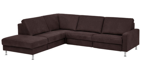 ECKSOFA in Mikrofaser Dunkelbraun  - Dunkelbraun/Alufarben, Design, Textil/Metall (242/275cm) - Dieter Knoll