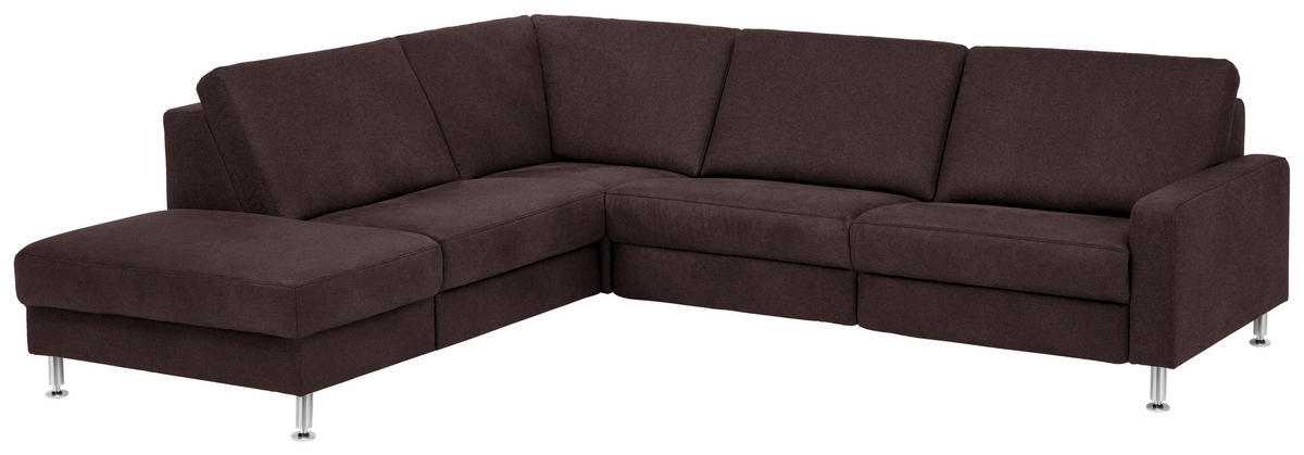 ECKSOFA in Mikrofaser Dunkelbraun  242/275 cm  - Dunkelbraun/Alufarben, Design, Textil/Metall (242/275cm) - Dieter Knoll