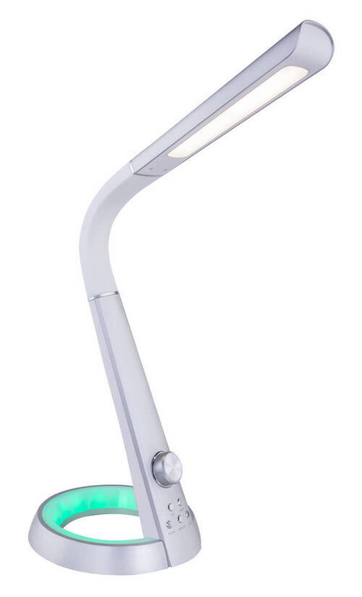 LED-SCHREIBTISCHLEUCHTE - Weiss/Silberfarben, Design, Kunststoff (34,3/18,3/64cm) - Globo