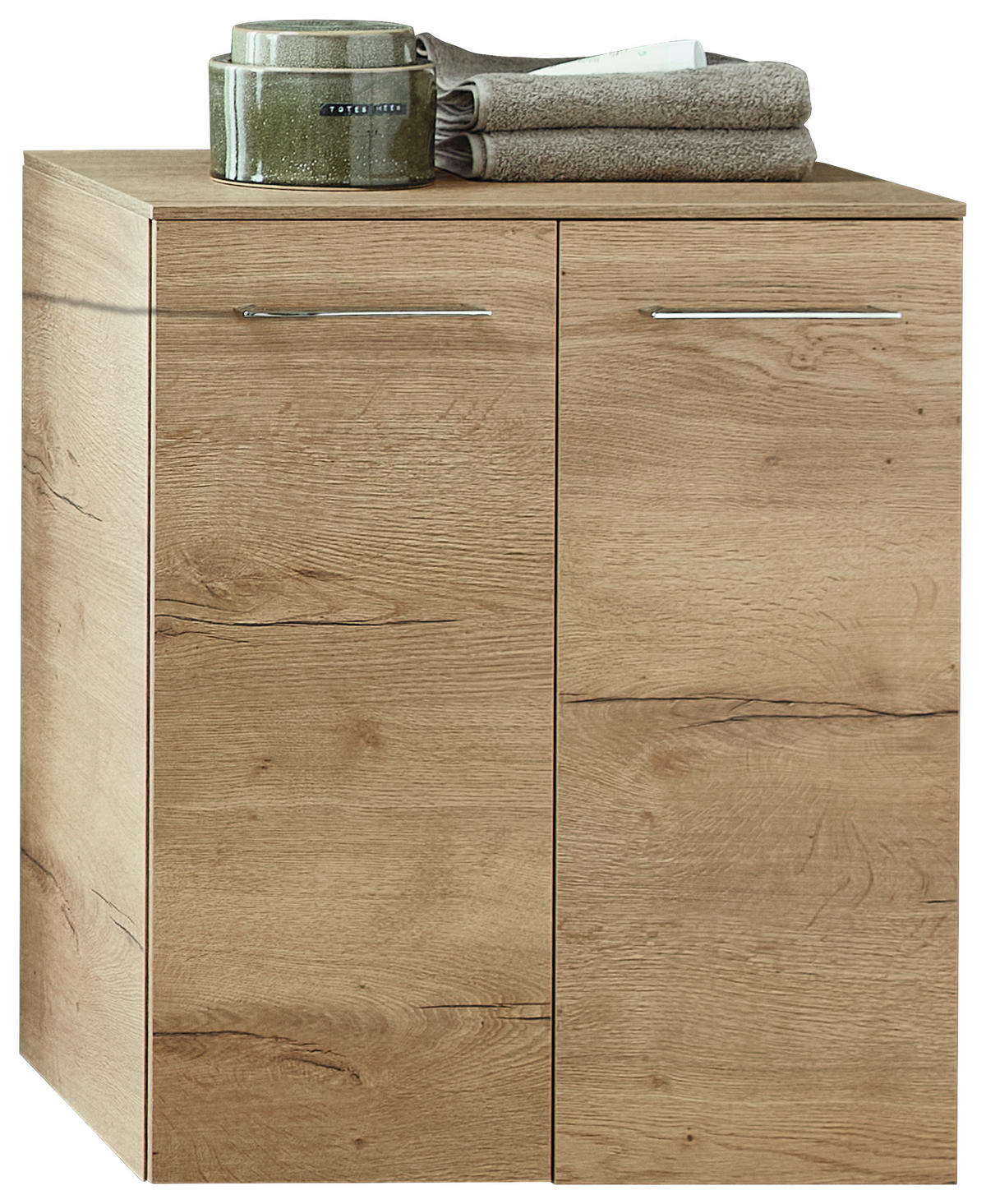 MIDISCHRANK 60/73/41,7 cm  - Chromfarben/Eichefarben, KONVENTIONELL, Glas/Holzwerkstoff (60/73/41,7cm) - Sadena