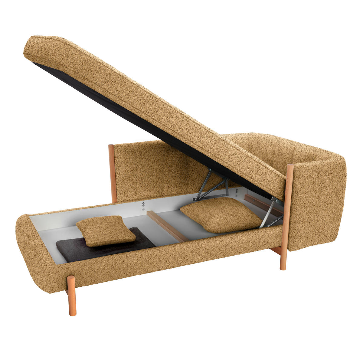 RÉCAMIERE Currygelb Plüsch  - Currygelb/Naturfarben, Design, Holz/Textil (216/90/109cm) - Niels Andersson