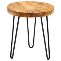 BEISTELLTISCH 40/40/47 cm Teakholz Schwarz, Teakfarben rund  - Schwarz/Teakfarben, LIFESTYLE, Holz/Metall (40/40/47cm) - Landscape