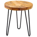 BEISTELLTISCH 40/40/47 cm Teakholz Schwarz, Teakfarben rund  - Schwarz/Teakfarben, LIFESTYLE, Holz/Metall (40/40/47cm) - Landscape