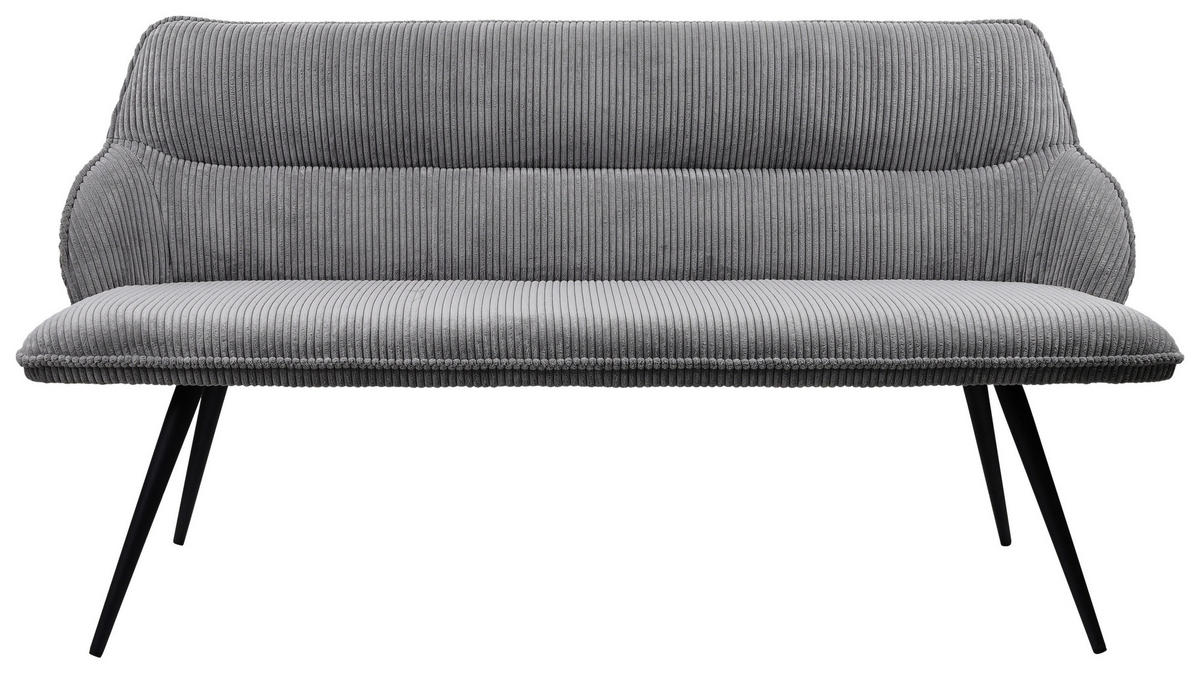 SITZBANK in Metall, Textil Grau  - Schwarz/Grau, MODERN, Textil/Metall (163/67/85cm) - MID.YOU
