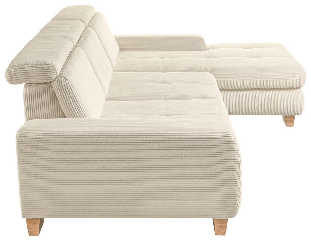 ECKSOFA Creme Cord  - Eiche Bianco/Creme, KONVENTIONELL, Holz/Textil (307/195cm) - SetOne by Musterring