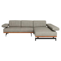 ECKSOFA in Echtleder Hellgrau  - Anthrazit/Hellgrau, Design, Leder/Holz (295/237cm) - Joop!