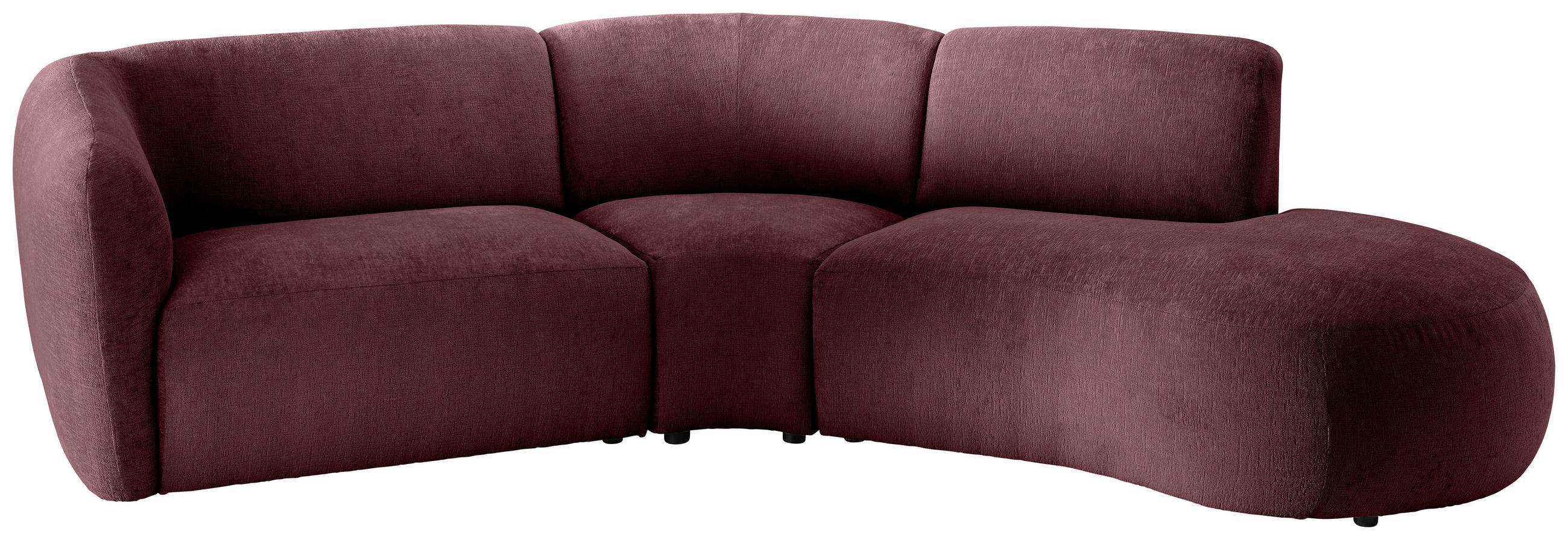 ECKSOFA in Mikrofaser Bordeaux  - Bordeaux/Schwarz, Modern, Kunststoff/Textil (276/182cm) - Livetastic