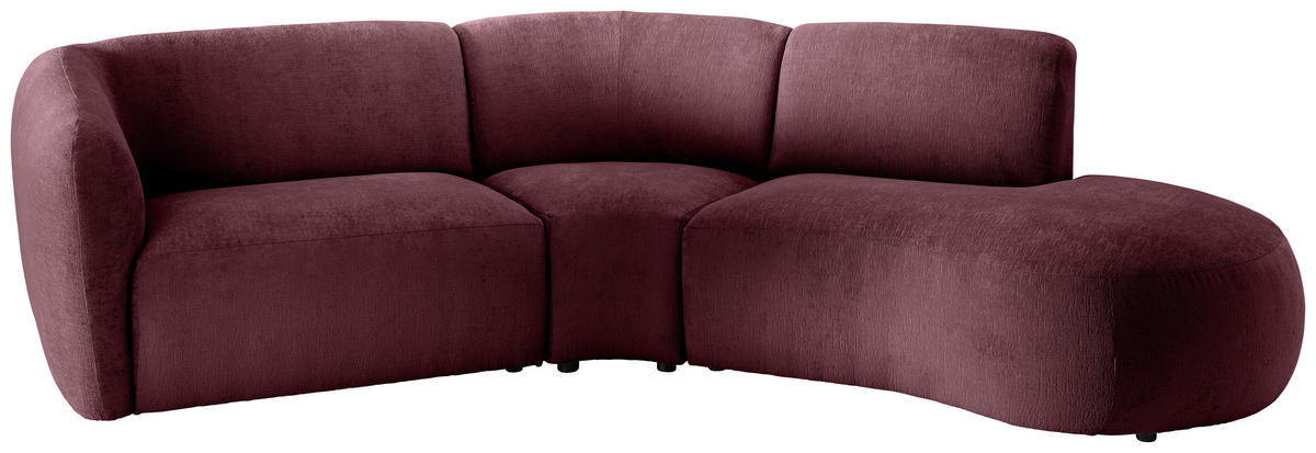 ECKSOFA in Mikrofaser Bordeaux  - Bordeaux/Schwarz, Modern, Kunststoff/Textil (276/182cm) - Livetastic