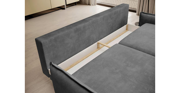 SCHLAFSOFA  mit Liegefunktion, Rücken echt Chenille Graphitfarben  - Schwarz/Graphitfarben, KONVENTIONELL, Textil/Metall (223/89/107cm) - Carryhome