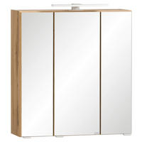 Dulap Cu Oglindă 60/64/20 cm  - culoare inox/stejar Wotan, Modern, sticlă/metal (60/64/20cm) - Held