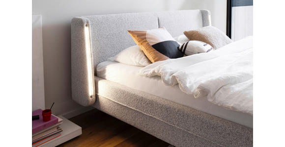 POLSTERBETT Beleuchtung 140/200 cm in Creme - Creme/Schwarz, MODERN, Textil/Metall (140/200cm) - Novel