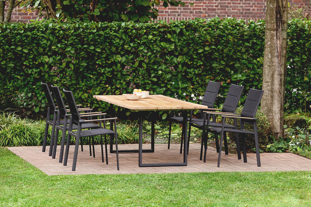 GARTENTISCH 180/95/76 cm  - Anthrazit/Teakfarben, Design, Holz/Metall (180/95/76cm)