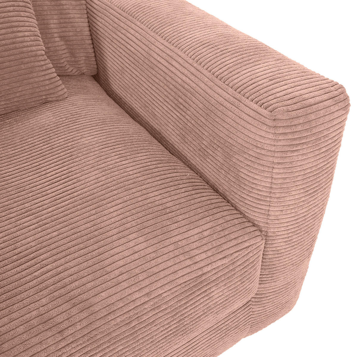 BIGSOFA in Cord Altrosa  - Schwarz/Altrosa, Konventionell, Kunststoff/Textil (260/66/115cm) - MID.YOU