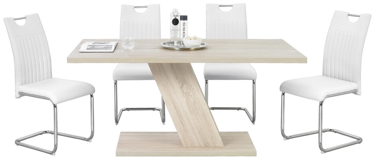 SCAUN BUCATARIE din metal, textil alb, culoare crom  - alb/culoare crom, Design, metal/textil (43/96/58,5cm) - Carryhome