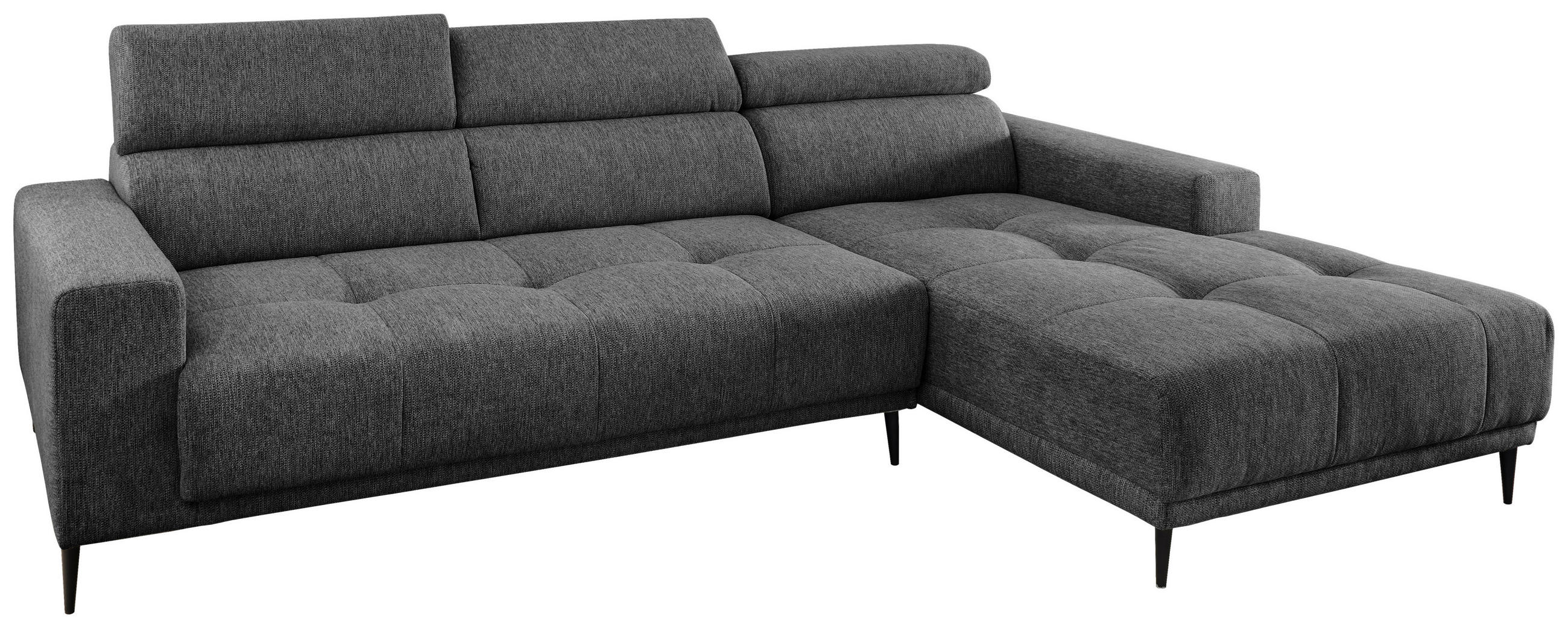 ECKSOFA Anthrazit Chenille  - Anthrazit/Schwarz, KONVENTIONELL, Textil/Metall (276/188cm) - Livetastic