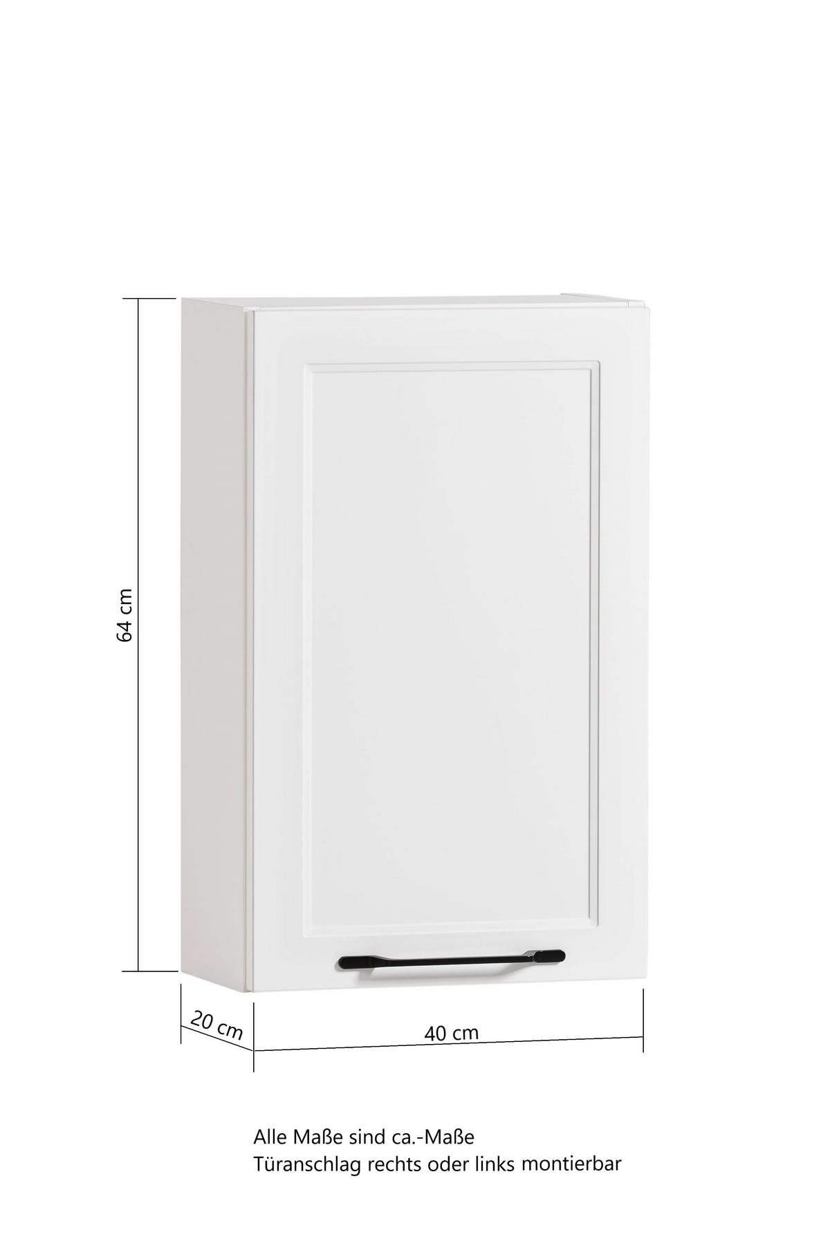 HÄNGESCHRANK 40/64/20 cm  - Schwarz/Weiß, ROMANTIK / LANDHAUS, Holzwerkstoff/Metall (40/64/20cm) - Xora
