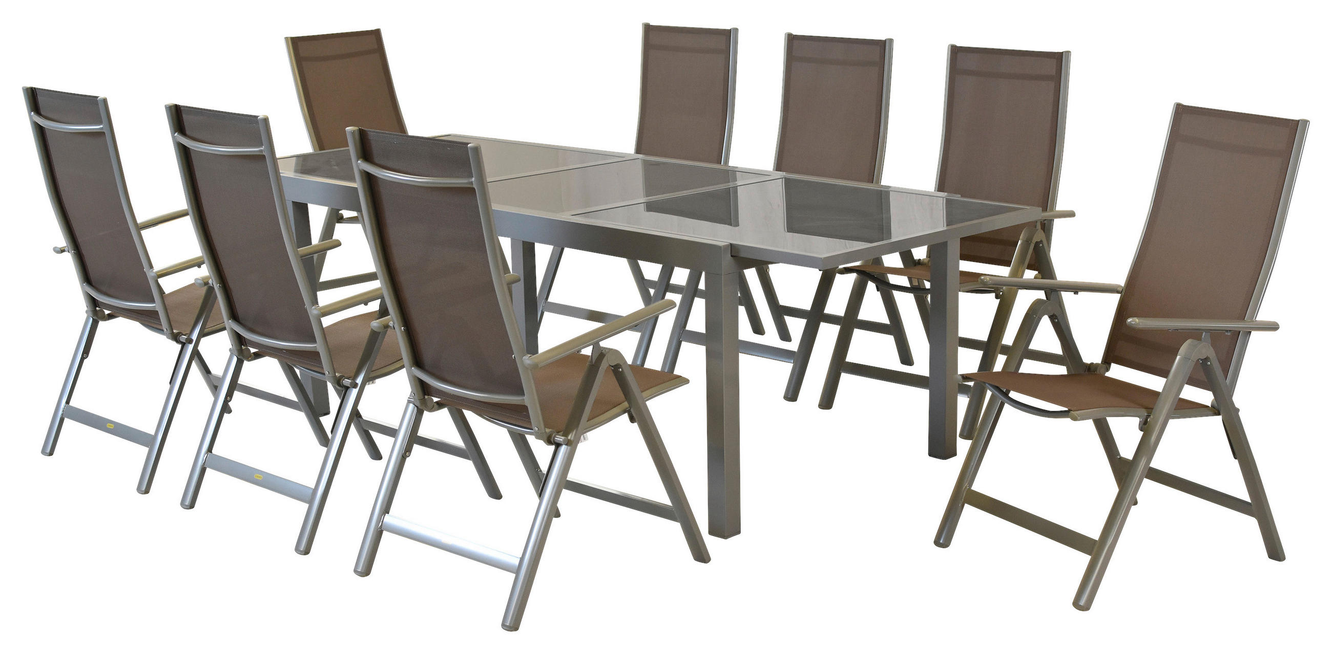 GARTENSET 9-teilig Aluminium 9-teilig  - Silberfarben, MODERN, Textil/Metall - Gardenson