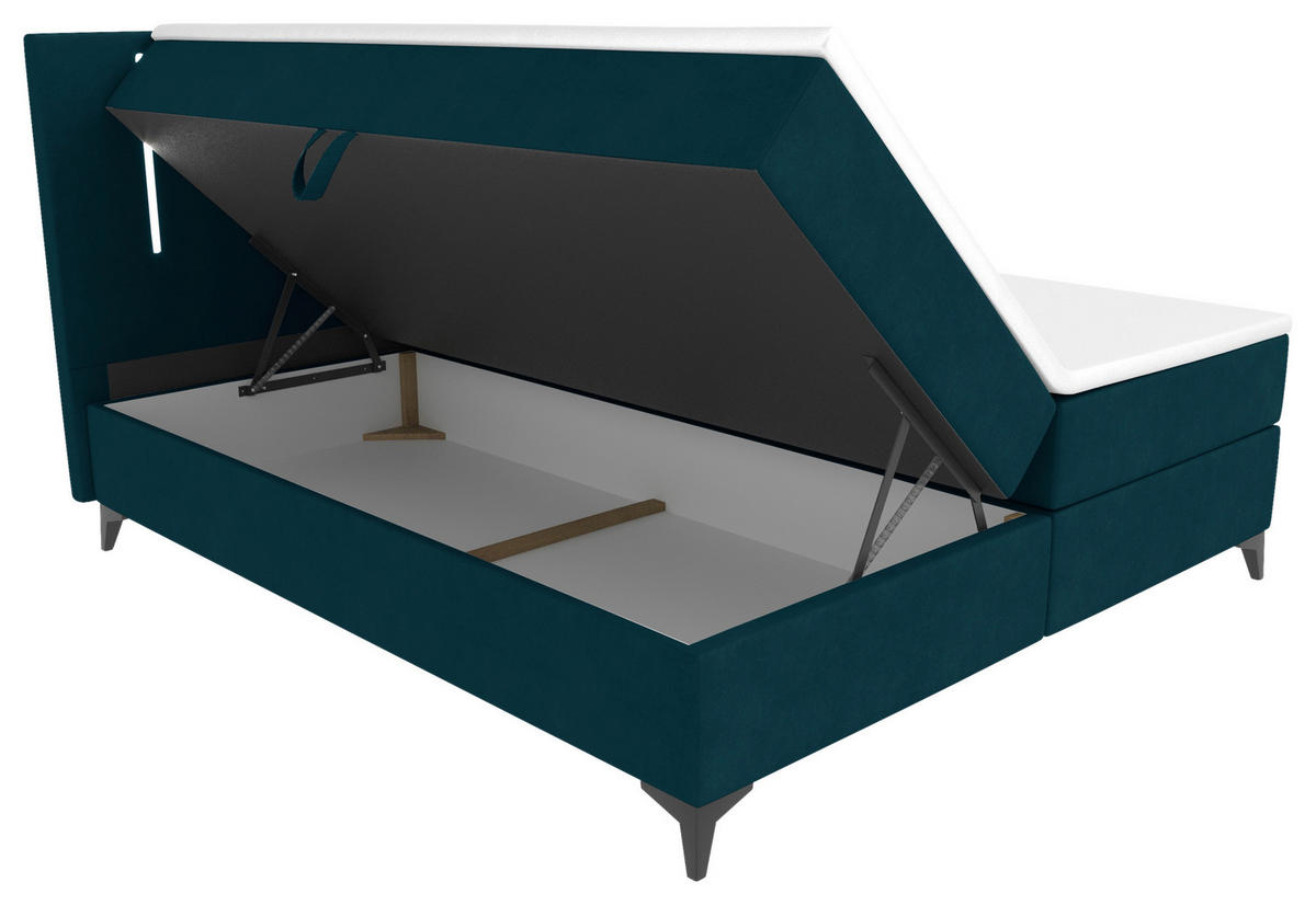BOXBETT 160/200 cm  in Petrol  - Petrol/Schwarz, KONVENTIONELL, Textil/Metall (160/200cm) - Modante