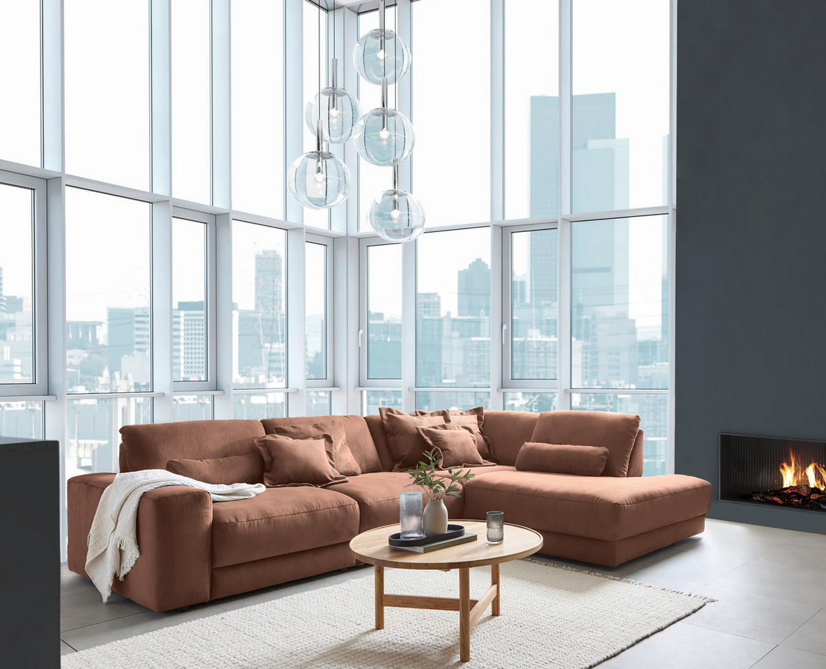 ECKSOFA Niels Andersson Rostfarben Feincord  - Rostfarben/Schwarz, Design, Kunststoff/Textil (316/242cm) - Niels Andersson