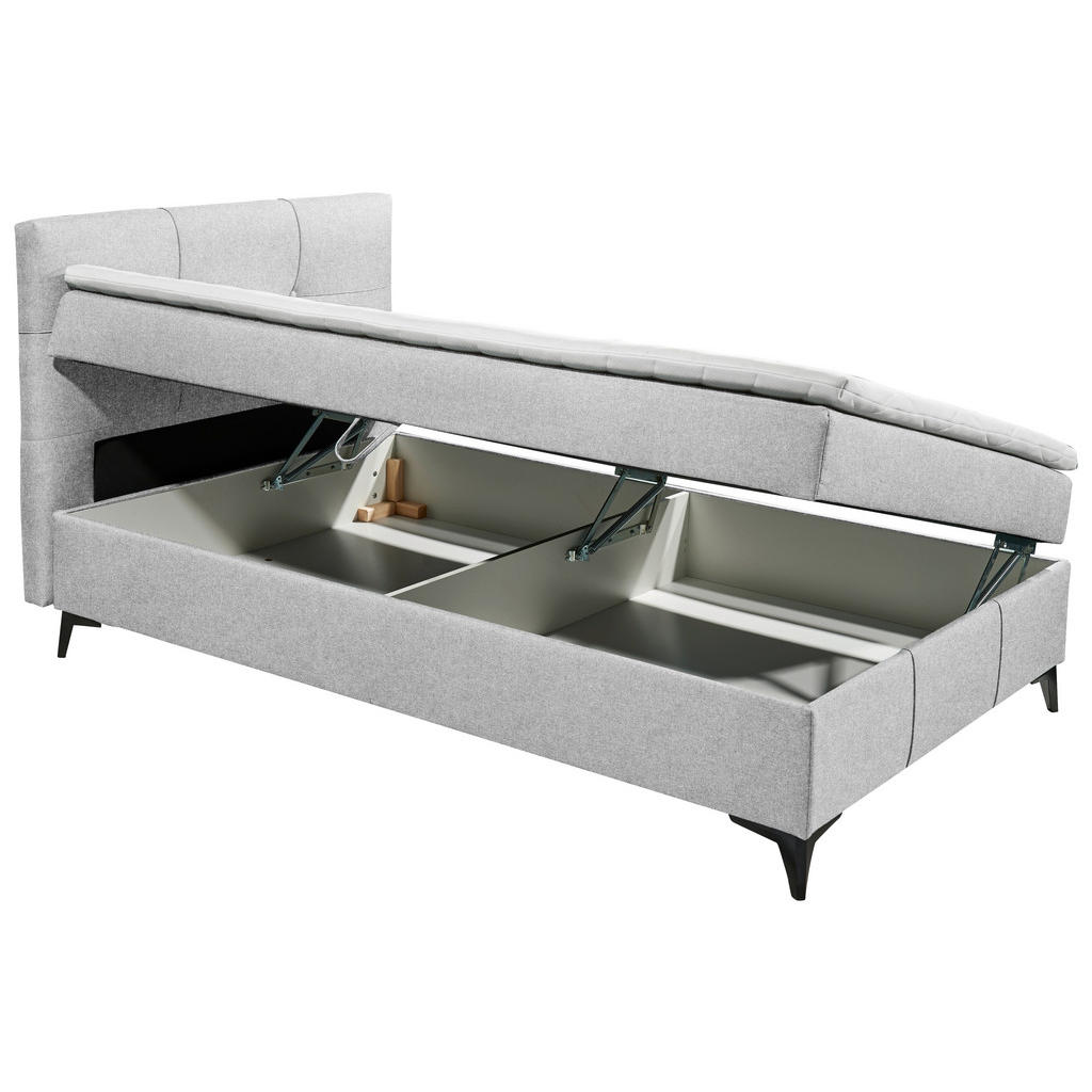 Thumbnail - Xora Boxbett, Hellgrau, Textil, 120x200 cm, Bettkasten, gepolstertes Kopfteil, Schlafzimmer, Betten, Boxspringbetten