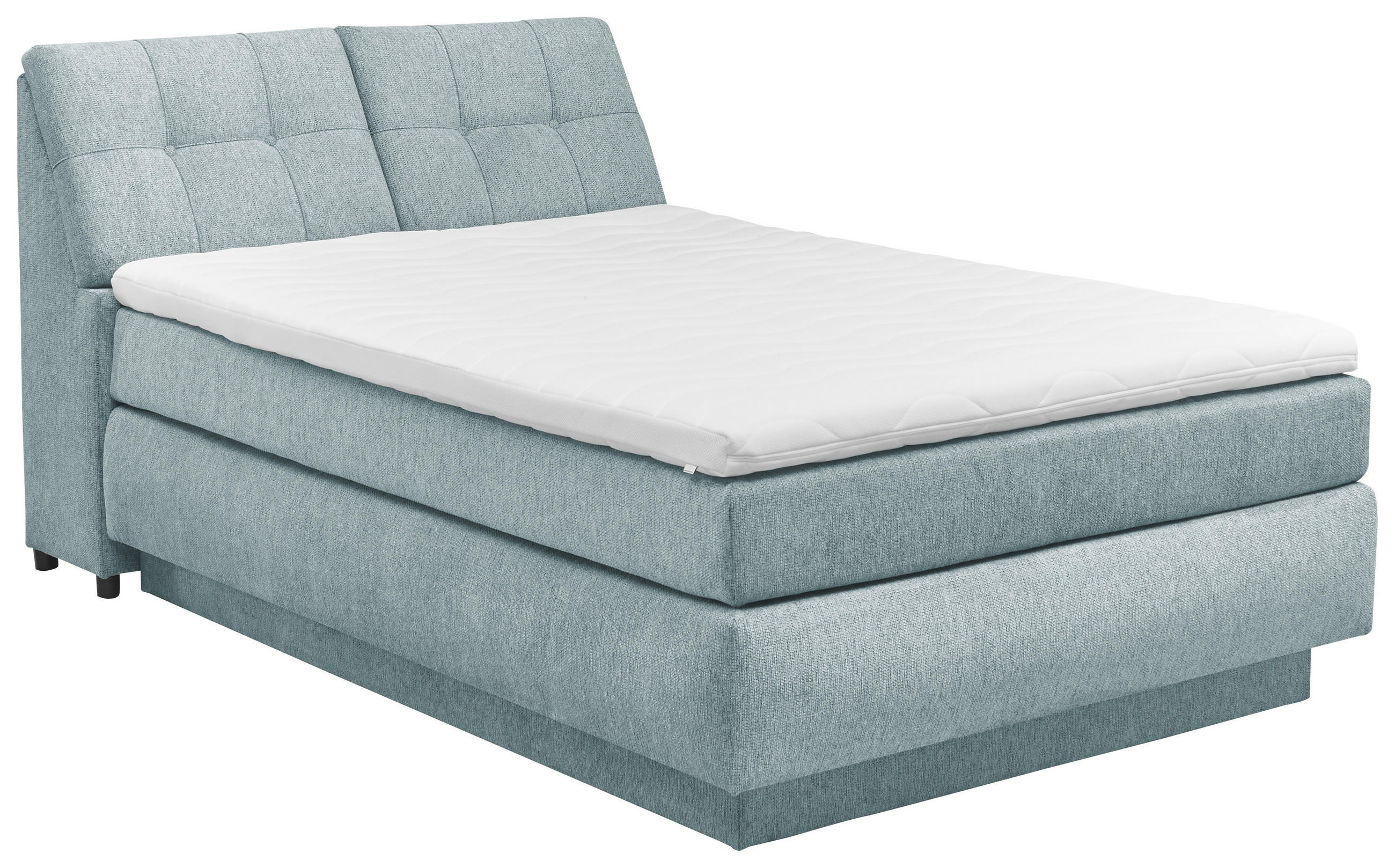 BOXSPRINGBETT 140/200 cm in Hellblau - Schwarz/Hellblau, KONVENTIONELL, Kunststoff/Textil (140/200cm) - SetOne by Musterring
