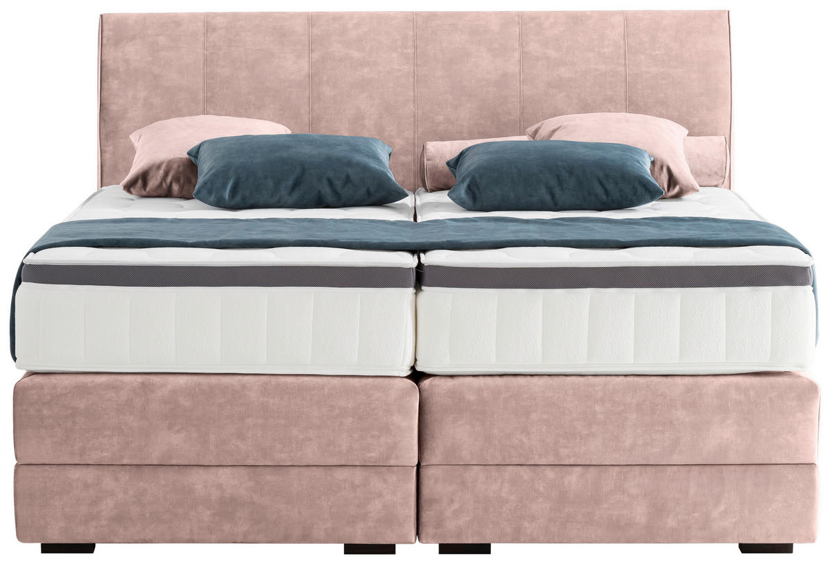 BOXSPRINGBETT 160/200 cm  in Hellrosa  - Wengefarben/Hellrosa, KONVENTIONELL, Holz/Textil (160/200cm) - Novel