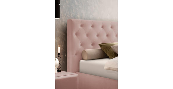 POLSTERBETT gepolstertes Kopfteil, Lattenroste 180/200 cm in Hellrosa - Hellrosa/Birkefarben, KONVENTIONELL, Holz/Textil (180/200cm) - Novel
