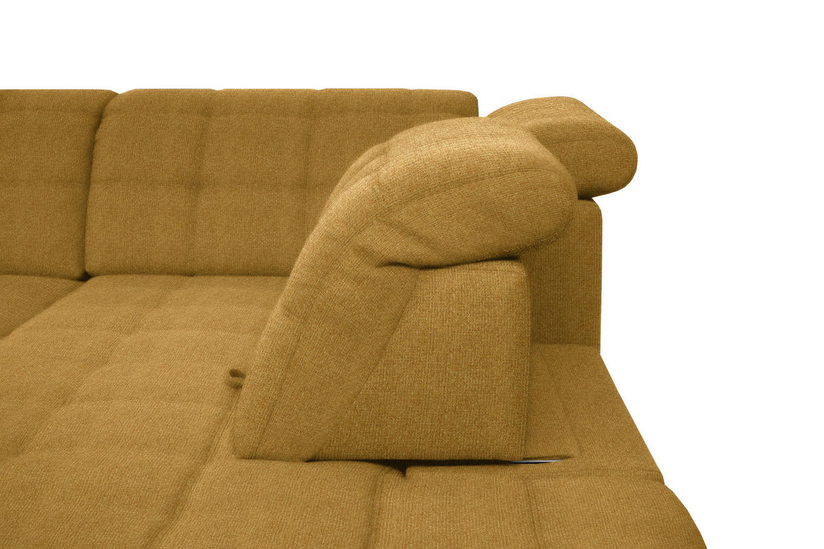 ECKSOFA in Webstoff Currygelb  - Currygelb/Schwarz, Design, Holz/Textil (216/297cm) - Xora