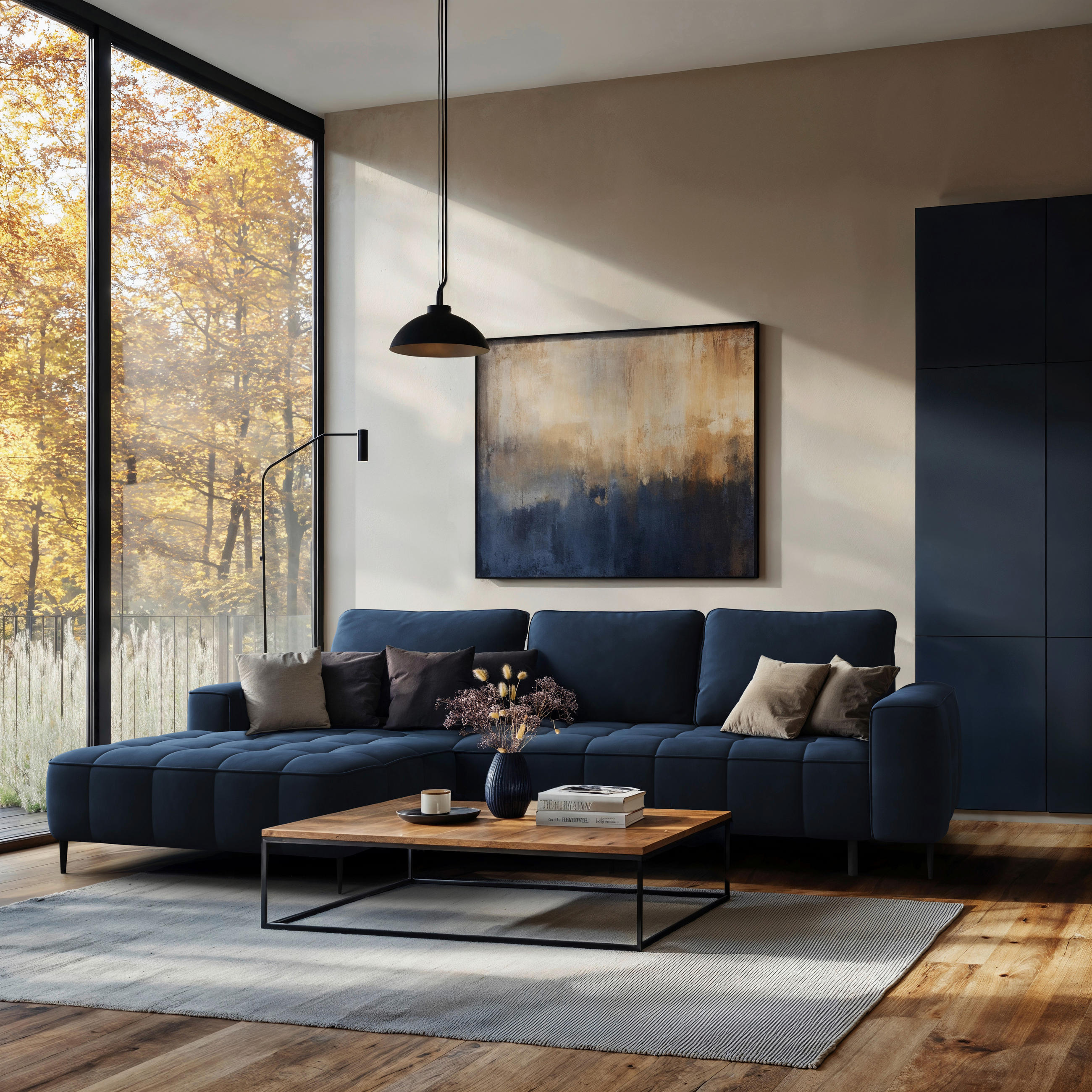 Livetastic Eckschlafsofa Florence Dunkelblau 280x166 cm
