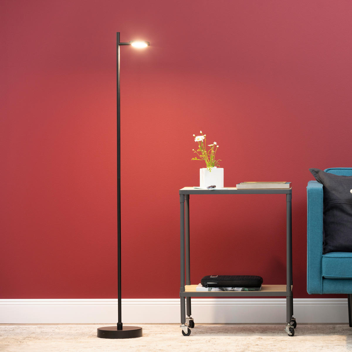 LED-STEHLEUCHTE 24,6/135/20 cm   - Schwarz, KONVENTIONELL, Kunststoff/Metall (24,6/135/20cm) - Brilliant