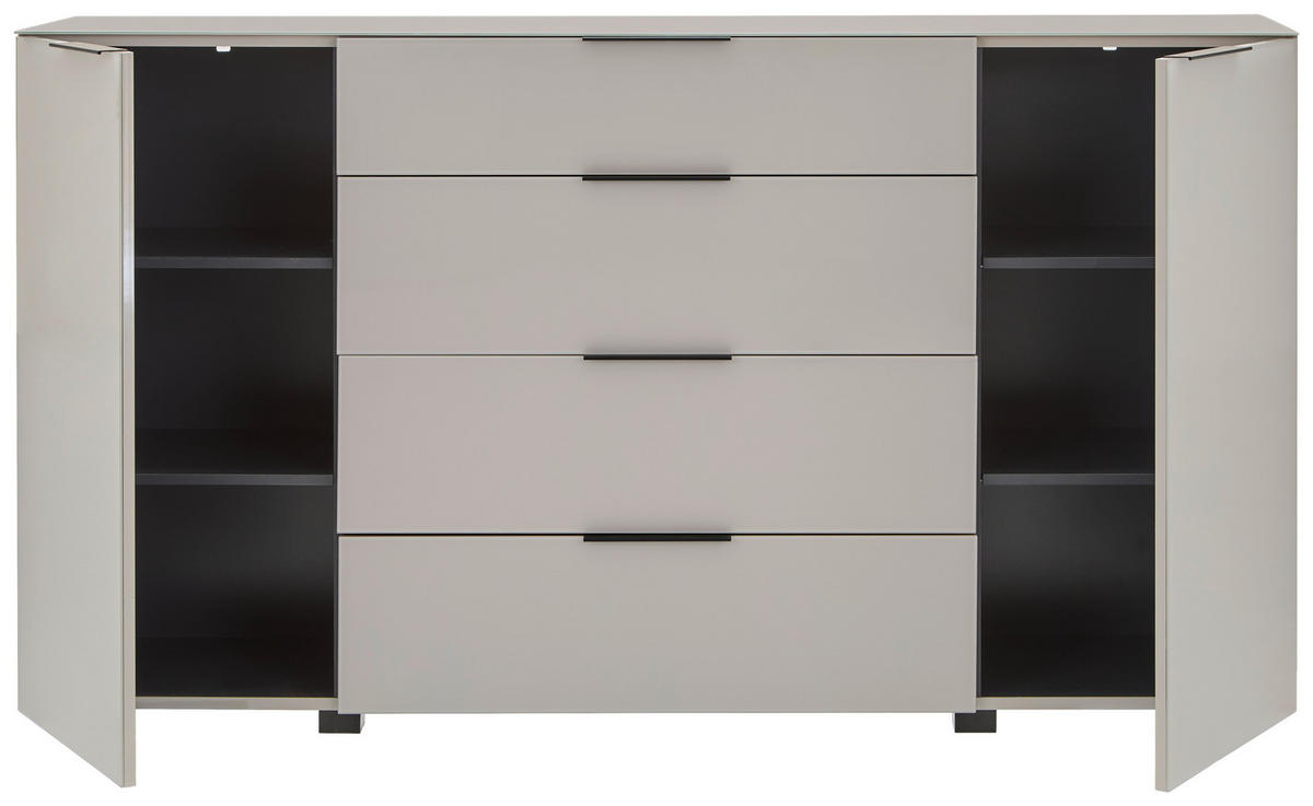 SIDEBOARD  180/99,7/42 cm 4 Schublade(n)  - Kaschmir/Schwarz, Design, Glas/Holzwerkstoff (180/99,7/42cm) - Novel