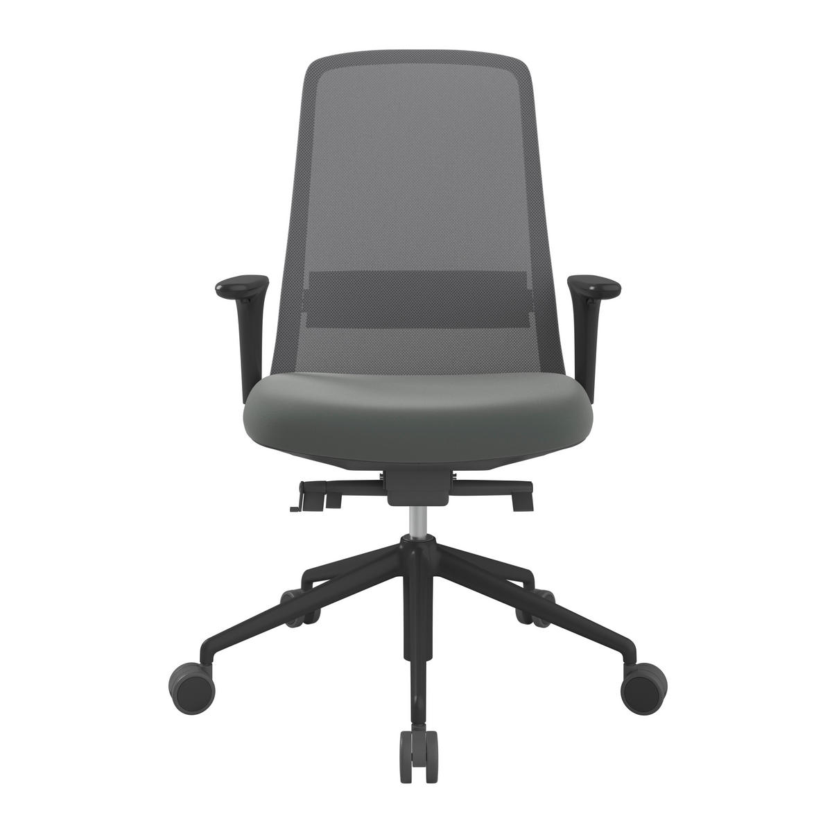 DREHSTUHL Lederlook Grau, Schwarz, Olivgrün  - Schwarz/Olivgrün, MODERN, Kunststoff/Textil (70/103-115/70cm)