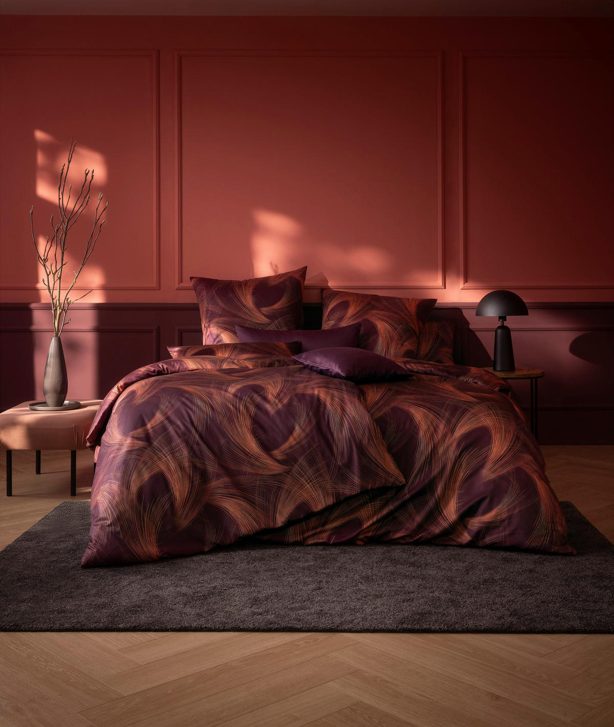 BETTWÄSCHE Atelier Makosatin 155/220 cm  - Rot, Design, Textil (155/220cm) - Estella