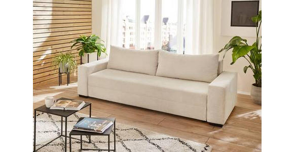 SCHLAFSOFA Cord Naturfarben Rückenkissen, Bettkasten, Schlaffunktion, Rücken echt, Liegefläche im Originalstoff  - Schwarz/Naturfarben, KONVENTIONELL, Kunststoff/Textil (240/72/95cm) - Carryhome