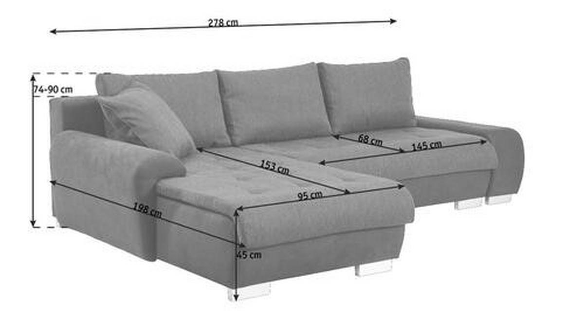 ECKSOFA Grau, Dunkelgrau Webstoff, Flachgewebe  - Dunkelgrau/Alufarben, Design, Kunststoff/Textil (198/278cm) - Carryhome