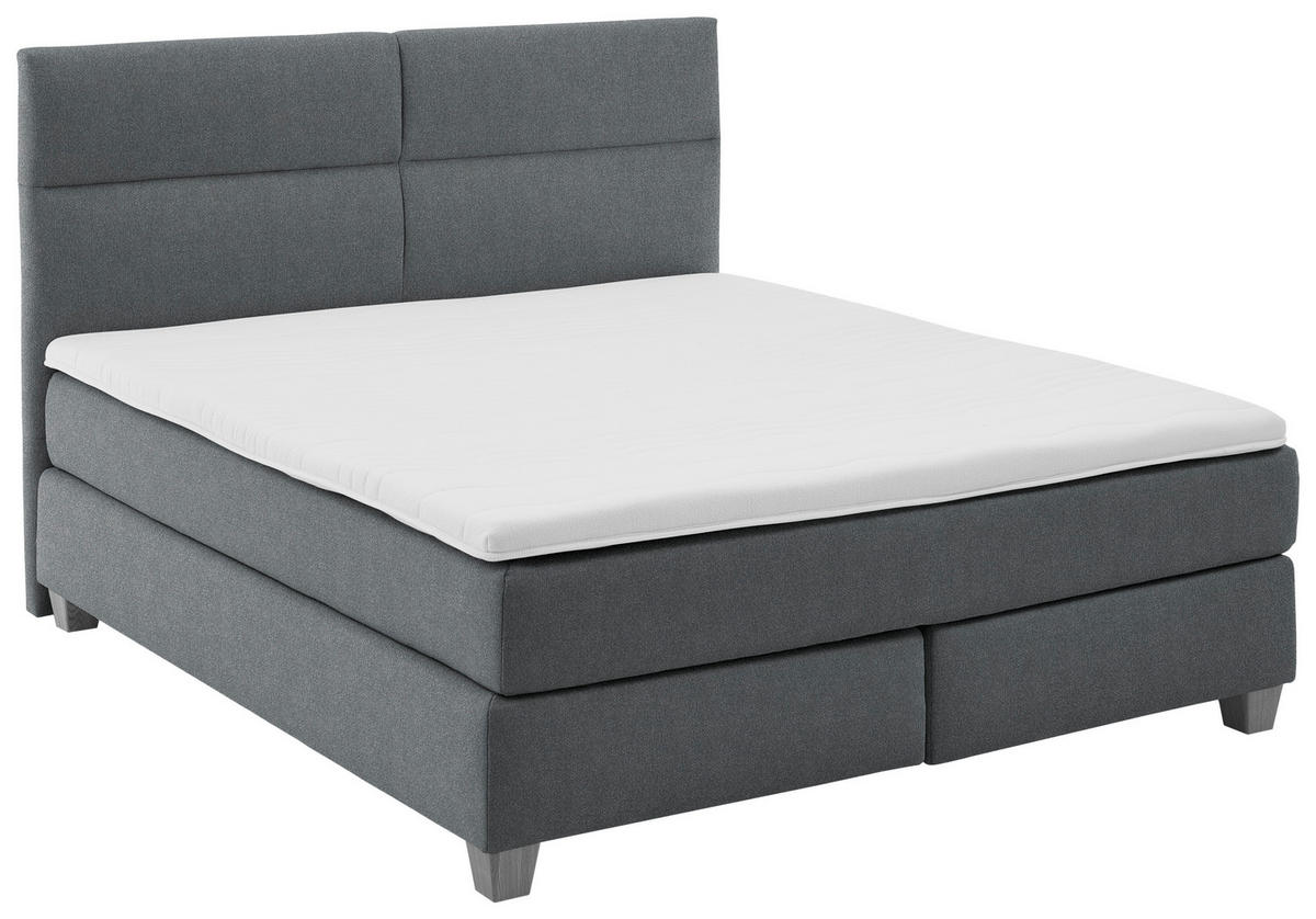 BOXSPRINGBETT 180/200 cm  in Anthrazit  - Anthrazit/Naturfarben, MODERN, Holz/Textil (180/200cm) - Beldomo - Sleep
