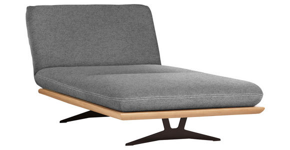 OTTOMANE Palermo in Webstoff Grau, Eichefarben  - Eichefarben/Beige, Design, Holz/Textil (114/92/165cm) - Dieter Knoll