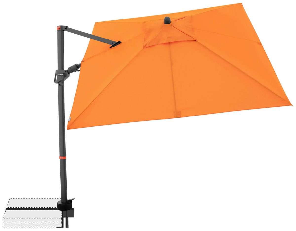 AMPELSCHIRM 210x210 cm  - Anthrazit/Orange, Basics, Textil/Metall (210/210cm) - Doppler