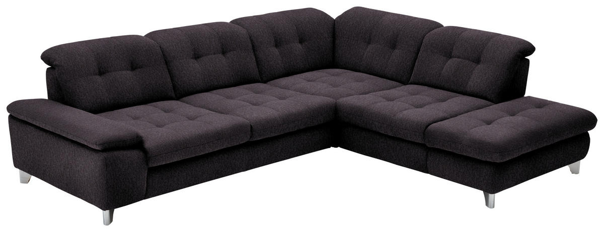 ECKSOFA in Chenille Schwarz  - Chromfarben/Schwarz, Design, Textil/Metall (310/260cm) - Beldomo Speed