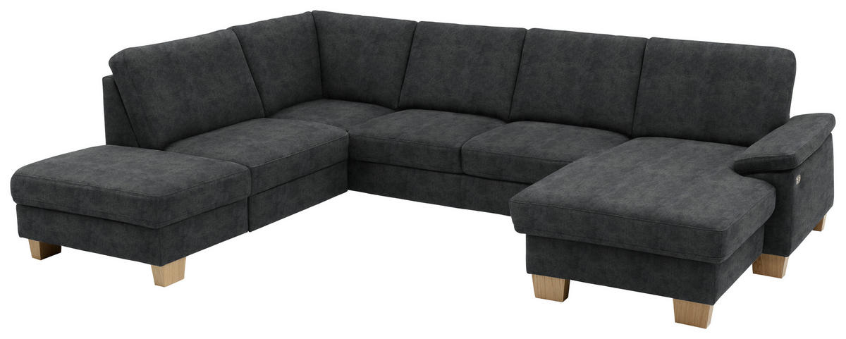 WOHNLANDSCHAFT in Velours Anthrazit  - Eichefarben/Anthrazit, Konventionell, Holz/Textil (235/316/167cm) - Beldomo System