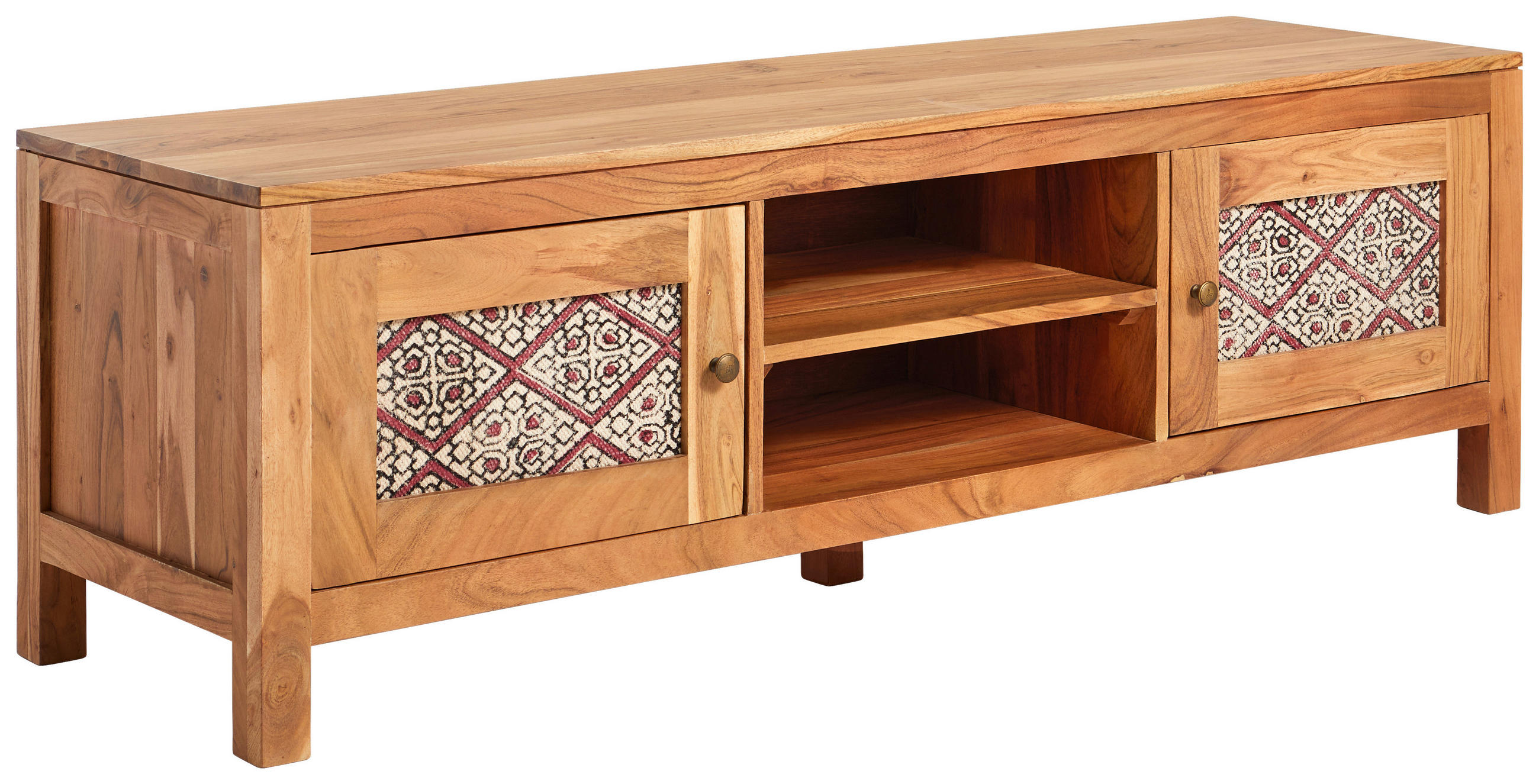 NÍZKA KOMODA, akácia, farba akácie, 140/45/42 cm - farba akácie/mosadzná, Lifestyle, kov/drevo (140/45/42cm) - Livetastic