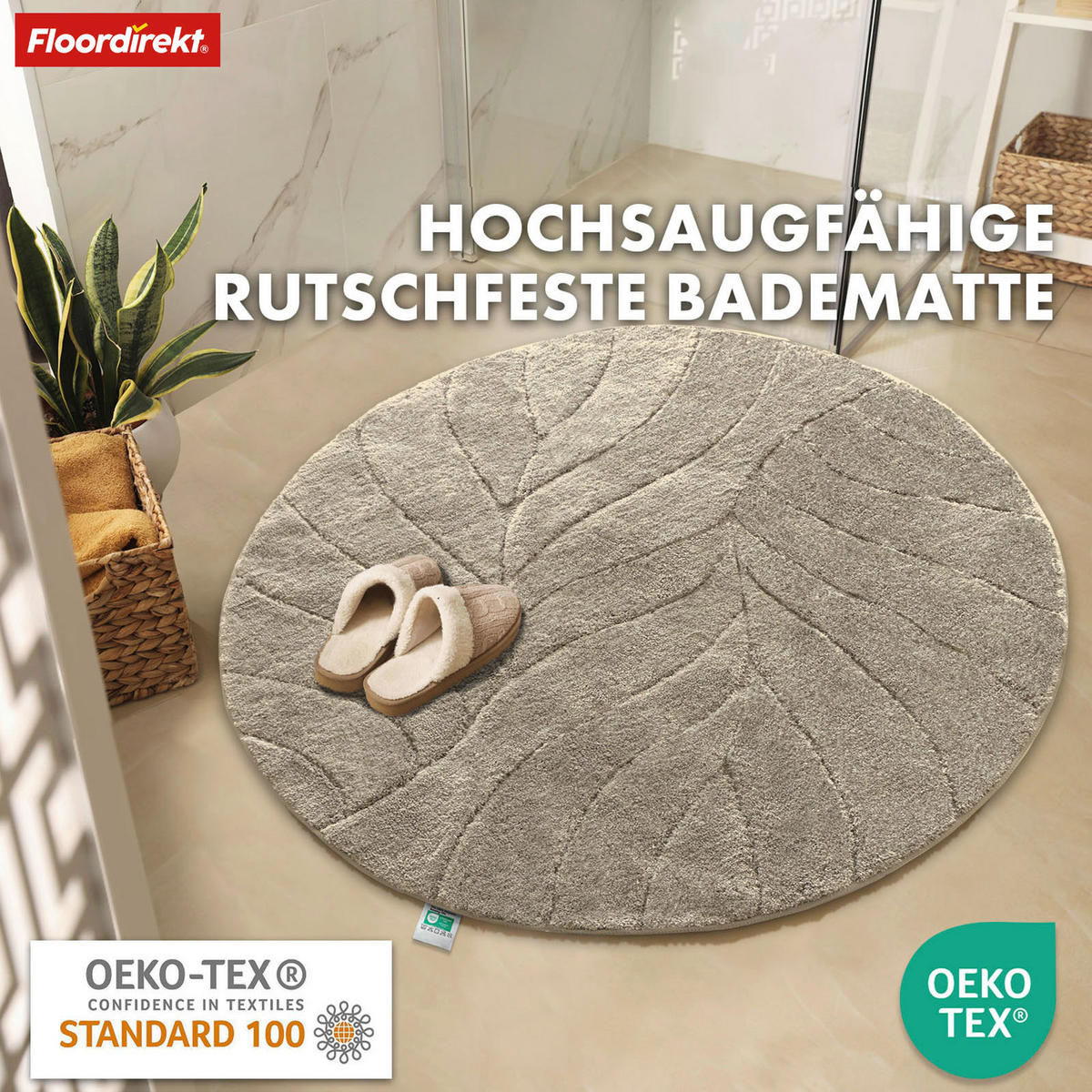 BADEMATTE Maris Elfenbein 120 cm  - Elfenbein, Basics, Kunststoff/Textil (120cm) - Floordirekt