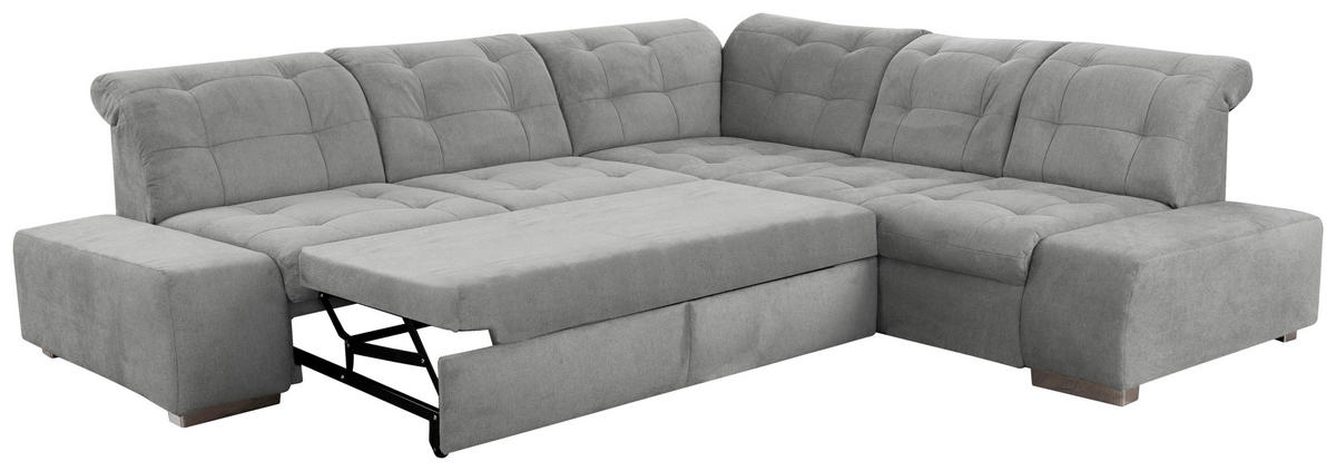 ECKSOFA inkl. Funktion in Flachgewebe Grau  - Chromfarben/Grau, Modern, Kunststoff/Textil (283/254cm) - Sit & More