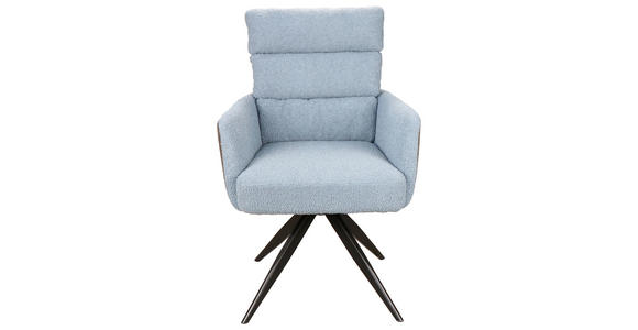 ARMLEHNSTUHL in Eisen Webstoff, Teddystoff - Blau/Schwarz, Design, Textil/Metall (60/91/67cm) - Novel