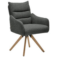 ARMLEHNSTUHL Jacquard  - Eichefarben/Graugrün, Design, Holz/Textil (62/86/68cm) - Welnova