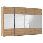 SCHWEBETÜRENSCHRANK  in Eiche Artisan  - Chromfarben/Eiche Artisan, Design, Glas/Holzwerkstoff (361/223/68cm) - Novel