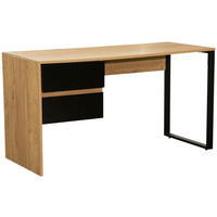 SCHREIBTISCH  in Schwarz, Eichefarben  - Eichefarben/Schwarz, MODERN, Holzwerkstoff/Metall (140/76/60cm) - MID.YOU