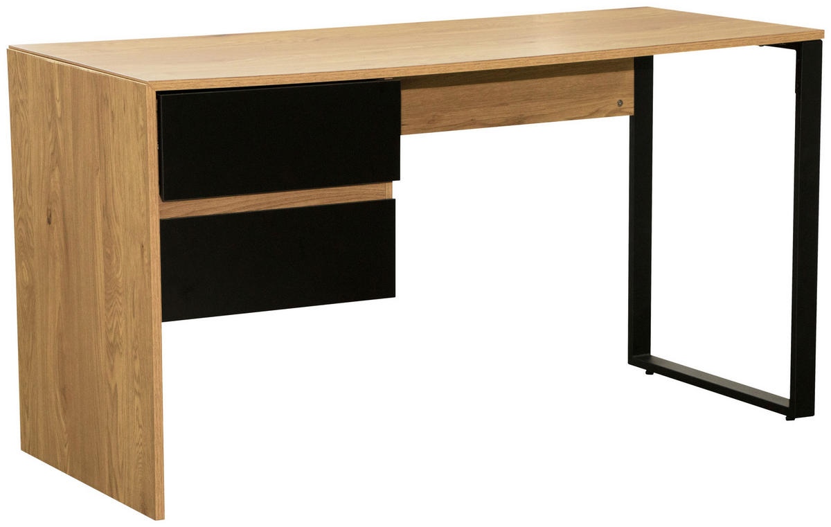 SCHREIBTISCH  in Schwarz, Eichefarben  - Eichefarben/Schwarz, MODERN, Holzwerkstoff/Metall (140/76/60cm) - MID.YOU