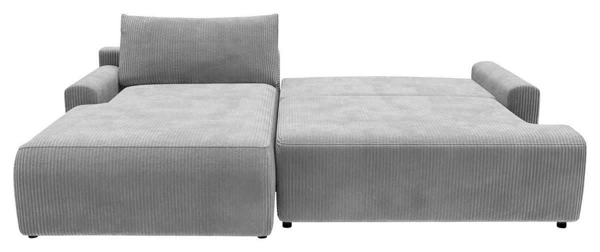 ECKSCHLAFSOFA Cord Grau  - Schwarz/Grau, MODERN, Kunststoff/Textil (167/253cm) - Trendmanufaktur